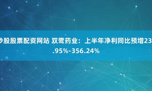 炒股股票配资网站 双鹭药业：上半年净利同比预增237.95%-356.24%