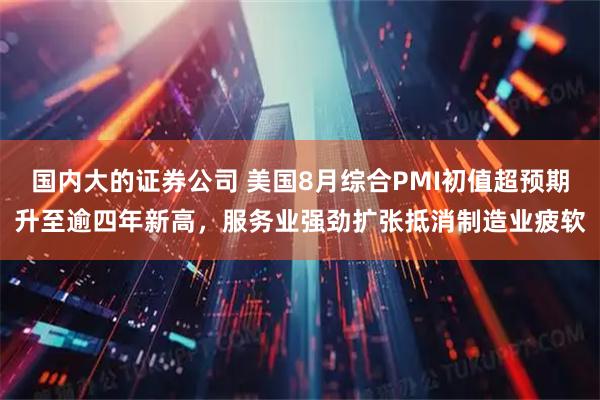 国内大的证券公司 美国8月综合PMI初值超预期升至逾四年新高，服务业强劲扩张抵消制造业疲软